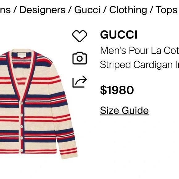 Gucci Red and Navy Striped Cardigan (Men’s XS/Womens Small/Medium) - Picture 9 of 11